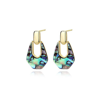 Office Geometry Abalone Shell 925 Sterling Silver Dangling Earrings