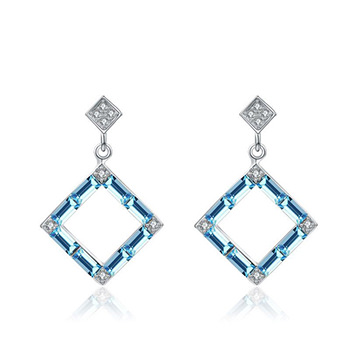 Hollow Diamond Austrian Crystal CZ 925 Silver Dangling Earrings