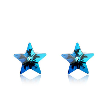 Trendy Austrian Crystal Star 925 Silver Stud Earrings