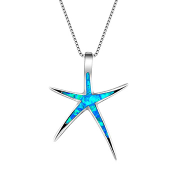 Five Star Created Opal 925 Sterling Silver Necklace