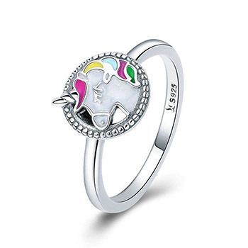 Colorful Party Unicorn 925 Sterling Adjustable Ring