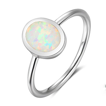 Oval Natural Austrian Opal Solid 925 Sterling Silver Ring