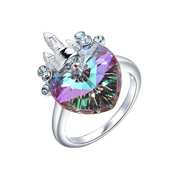 Purple Austrian Crystal 925 Sterling Silver Castle Ring