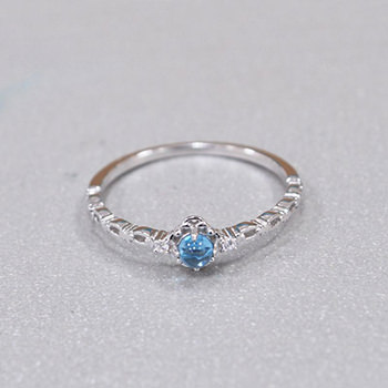 Swiss Blue Round 925 Sterling Silver Simple Ring