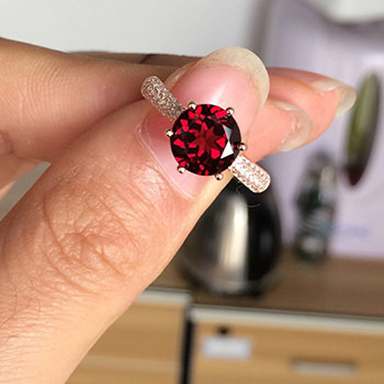 Natural Red Garnet 925 Wedding Party Lady Gift Sterling Silver Ring