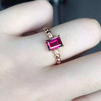 Natural Purple Pyrope Garnet Adjustable Gift 925 Sterling Silver Ring