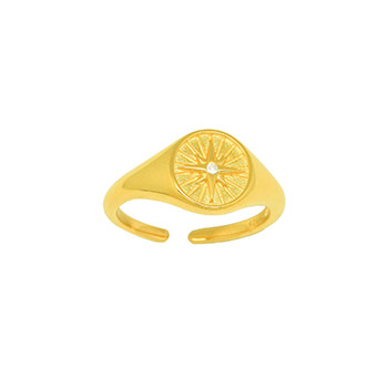 Casual CZ Sun Shine 925 Sterling Silver Adjustable Ring