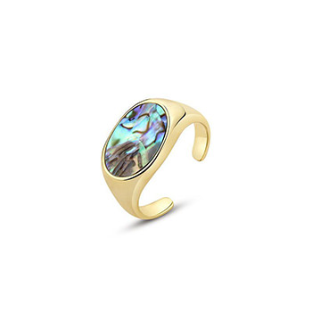 Oval Abalone Shell 925 Sterling Silver Adjustable Ring