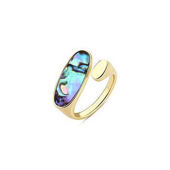 Oval Abalone Shell White 925 Sterling Silver Adjustable Ring