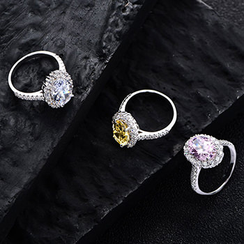 Women 5.6 Carats Created High Carbon Diamond 925 Sterling Silver Ring