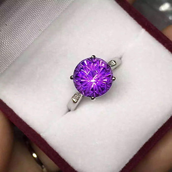 Genuine Purple Amethyst Gift Adjustable 925 Sterling Silver Ring