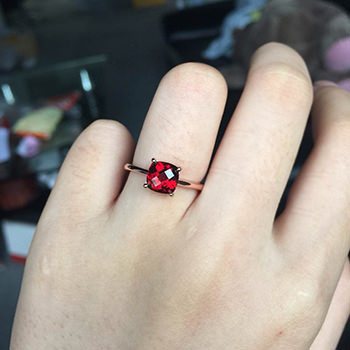 Natural Red Garnet Formal Adjustable Gift 925 Sterling Silver Ring