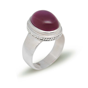 Fashion Vintage Oval Shaped Solid 925 Sterling Silver Created Ruby Ring