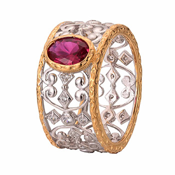 Holiday Oval Created Ruby Hollow Carved 925 Sterling Silver Ring