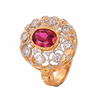 Elegant Oval Created Ruby Hollow CZ Flower 925 Sterling Silver Ring