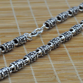 Vintage Cross Flower 925 Silver Men Chain Necklace