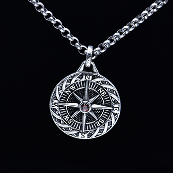 Fashion CZ Seagoing Compass 925 Sterling Silver  Vintage Men DIY Pendant