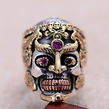 Vintage Skull King 925 Sterling Silver Men Ring