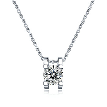 Simple Four Claw Moissanite CZ 925 Sterling Silver Necklace