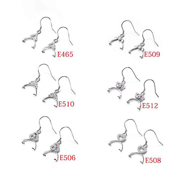 Heart Bear Bow Trefoil Earrings Hook  925 Sterling Silver DIY Earring Settings