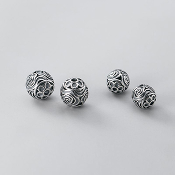 Hollow Rose Flower 925 Sterling Silver Bead Caps