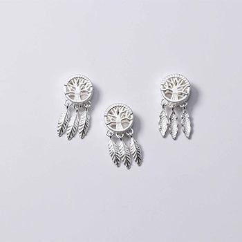 Fashion Matte Dream Catcher 925 Sterling Silver DIY Charm