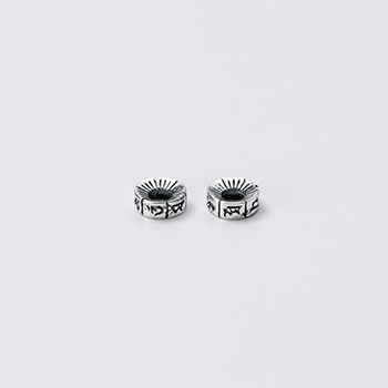 Fashion 8mm Om Mani Padme Hum 925 Sterling Silver DIY Bead Caps