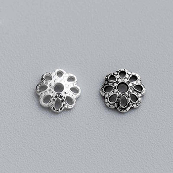 Sweet 6MM Hollow Flower DIY 925 Sterling Silver Cap