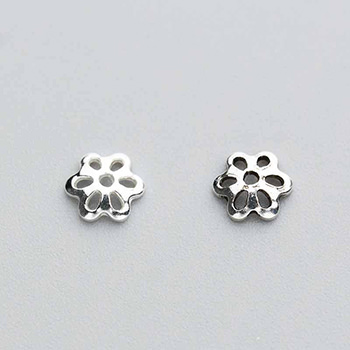 Sweet 5MM Hollow Flower DIY 925 Sterling Silver Cap