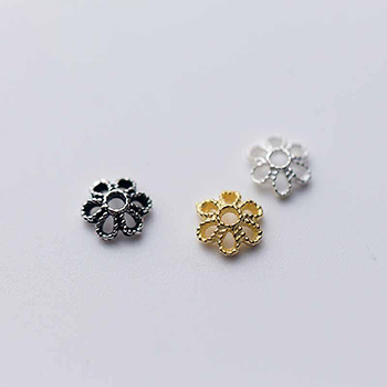 Beautiful 6MM Hollow Flower DIY 925 Sterling Silver Cap