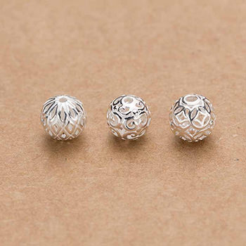 Casual Hollow Round Bead DIY 925 Sterling Silver Spacer