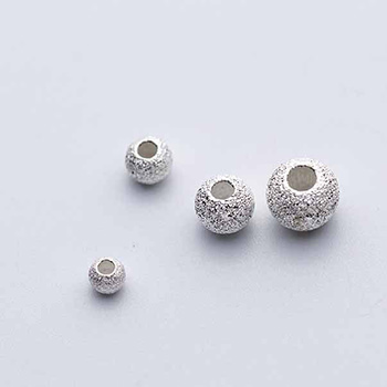 Fashion 3-6mm Frosted Beads DIY 925 Sterling Silver Spacer