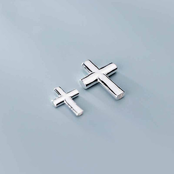 Simple Cross 925 Sterling Silver DIY Bead Caps