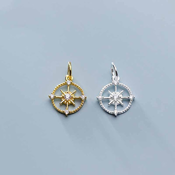 Fashion Geometry CZ Circle 925 Sterling Silver DIY Charms