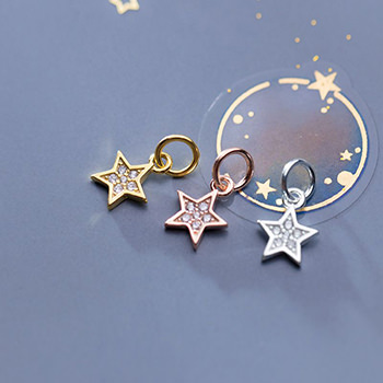 Fashion CZ Stars 925 Sterling Silver DIY Charms