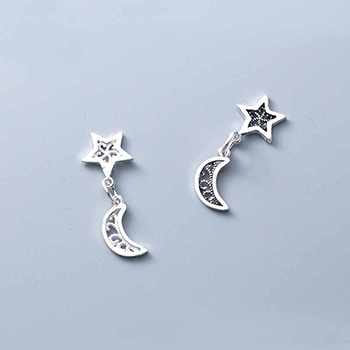 Vintage Stars Crescent Moon 925 Sterling Silver DIY Charms