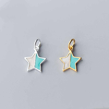 Classic Two Color Star 925 Sterling Silver DIY Charms