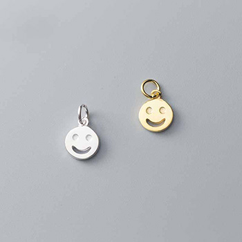 Sweet Round Smile Face Tag 925 Sterling Silver DIY Charms