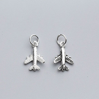 Cute Mini Plane Aircraft S925 Sterling Silver DIY Charm