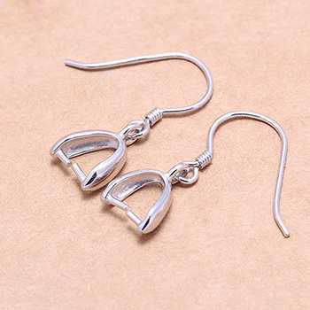 Simple Half Oval Solid 925 Sterling Silver DIY Earring Hooks