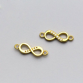 Simple Infinite 8 CZ Solid 925 Sterling Silver DIY Links and Connectors