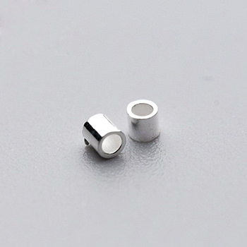 Simple Round Short Tube Solid 925 Sterling Silver DIY Keeper