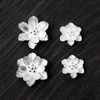 Simple Six Petals Flower 925 Sterling Silver DIY Charm