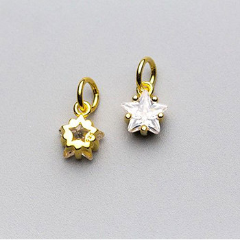 Simple Five CZ Star 925 Sterling Silver DIY Charm