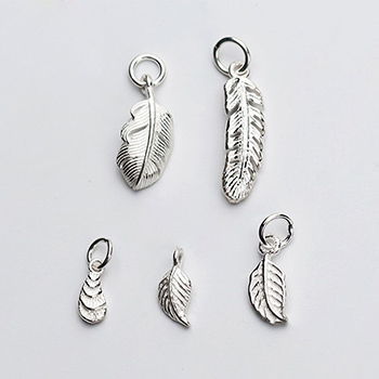 Trendy Feather Leaf 925 Sterling Silver DIY Charm