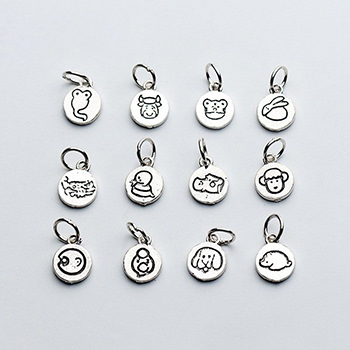 Trendy Chinese Zodiac Round 925 Sterling Silver DIY Charm