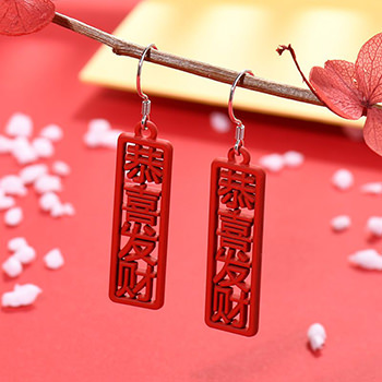 Red Chinese 925 Sterling Silver DIY Earring Charm