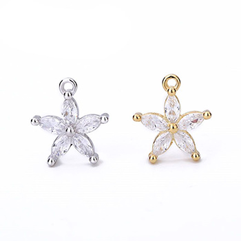 Sweet CZ Star Flower 925 Sterling Silver DIY Charm