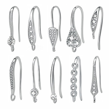 Casual CZ Waterdrop Leaf 925 Sterling Silver DIY Earrings Hooks