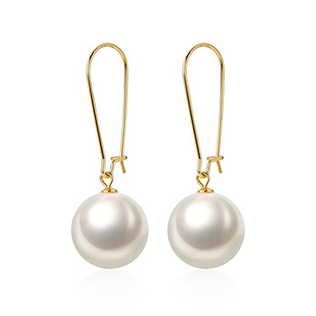 Round Shell Pearl 925 Sterling Silver Leverback Earrings